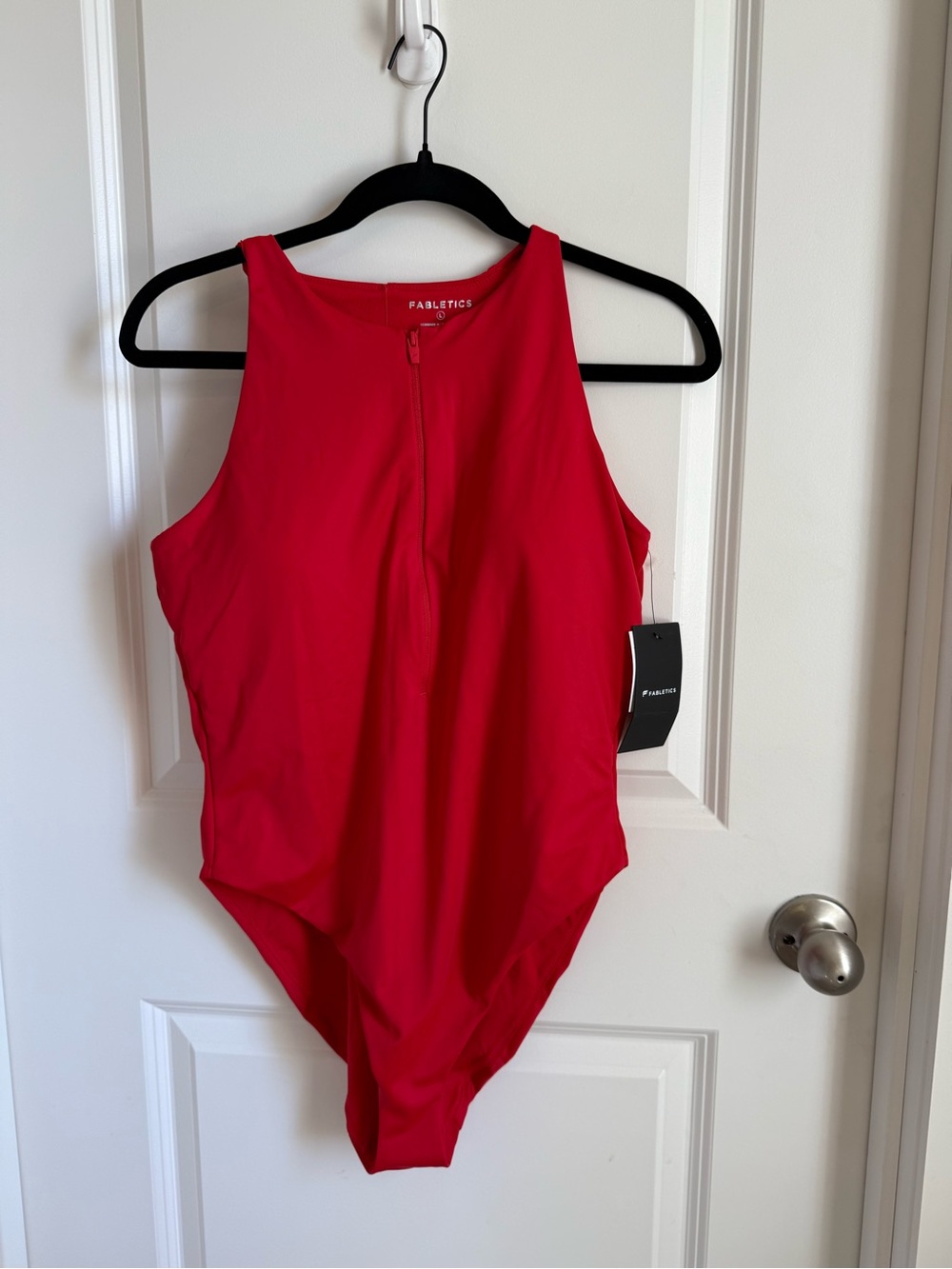 Fabletics NWT Zip Front One Piece Swimsuit Large High Neck